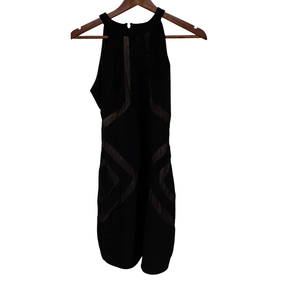 Honey and Rosie Mini Dress Womens Medium Black Excellent Mesh Panel Halter Edgy